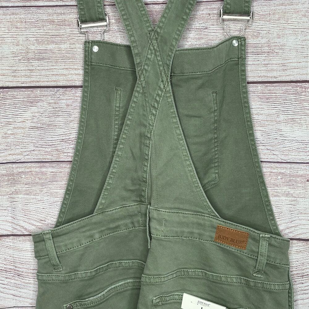 Judy Blue Denim Sage Green Overall Skirt Dress Size Large New - Picture 12 of 12